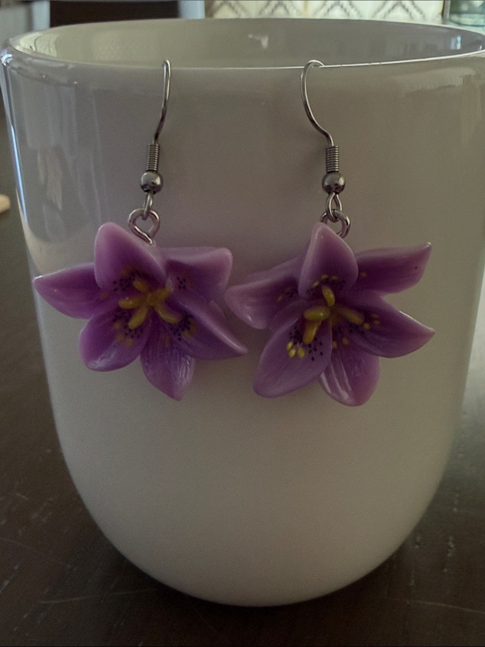 Purple Floral Drop Earrings